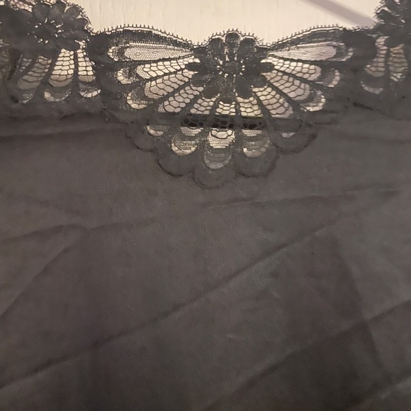 Vintage Fernando Sanchez Black Gray Silk Lace Tie Front Robe Small Coquette - Picture 6 of 8